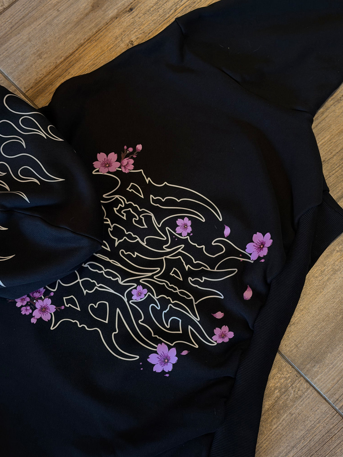 CROP FLOWER - HOODIE BLACK