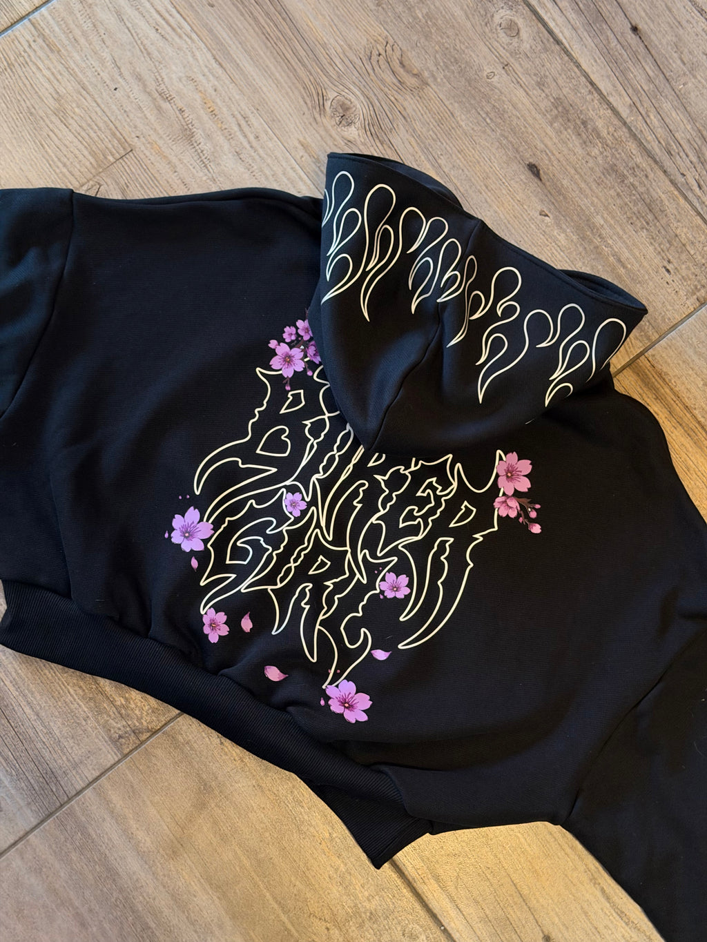 CROP FLOWER - HOODIE BLACK