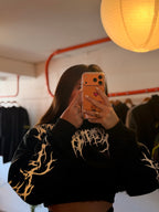 CROP NEOTRIBAL- HOODIE BLACK