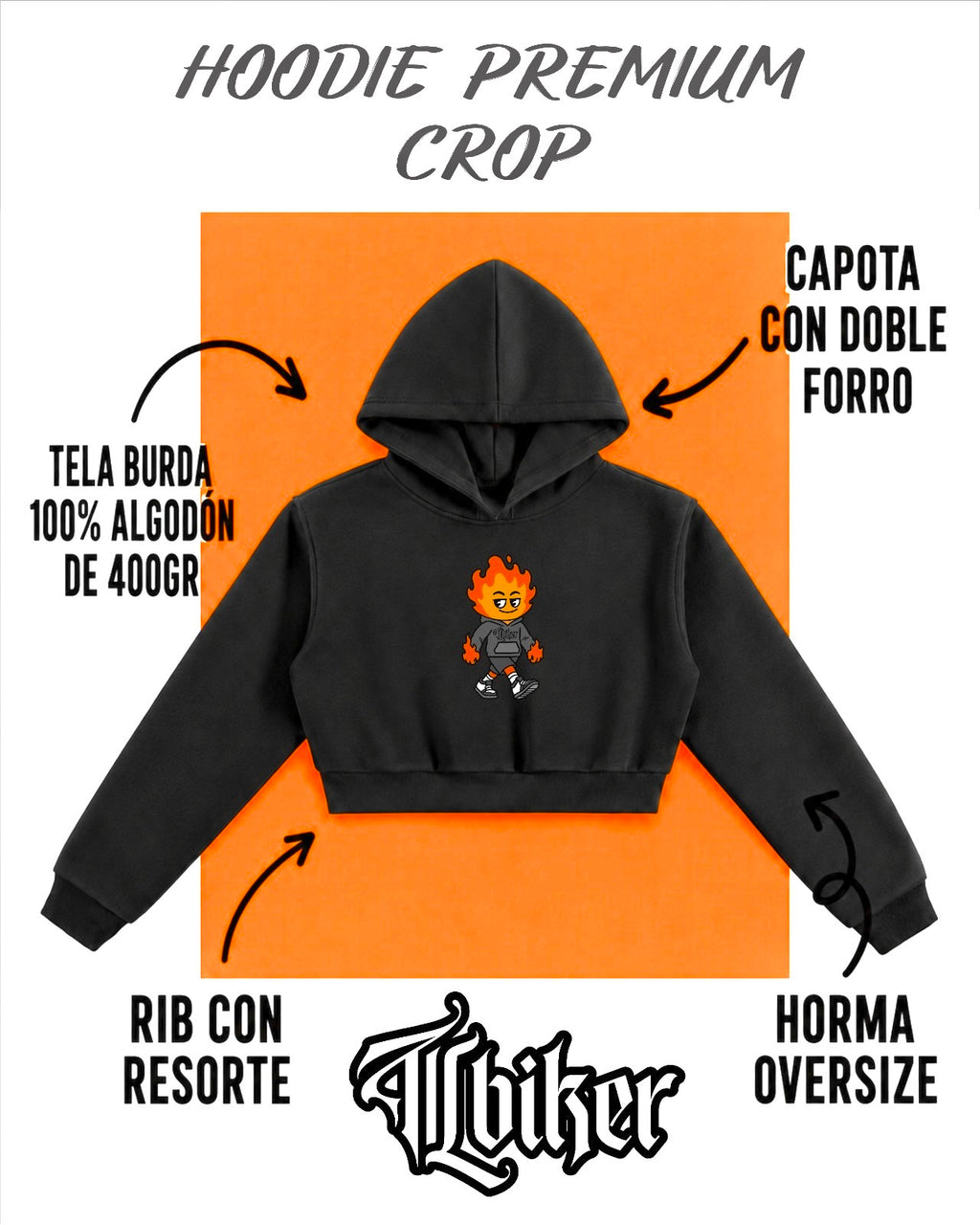 CROP NEOTRIBAL- HOODIE BLACK