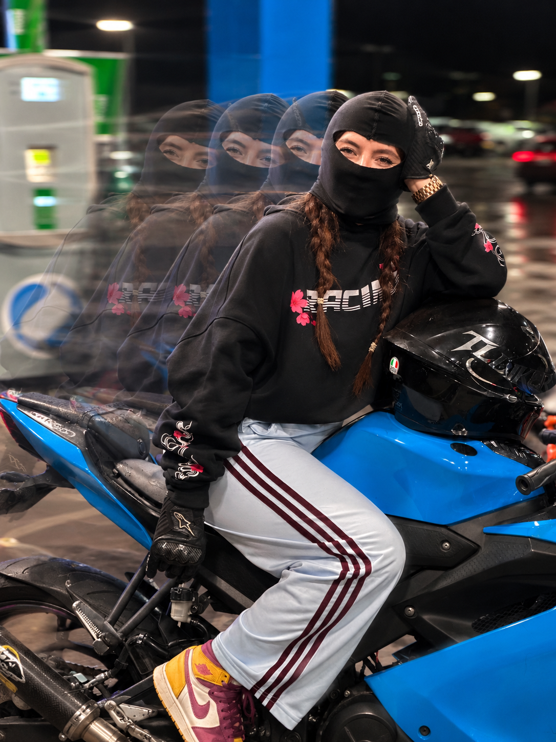 HOODIE RACING FLOR- BLACK